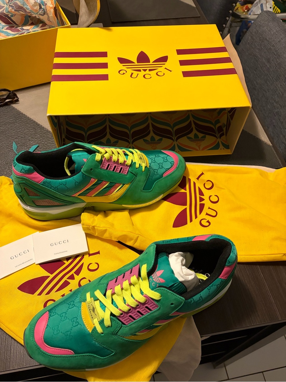 Gucci Men’s Green Pink Yellow Multicolor Runner Sneakers